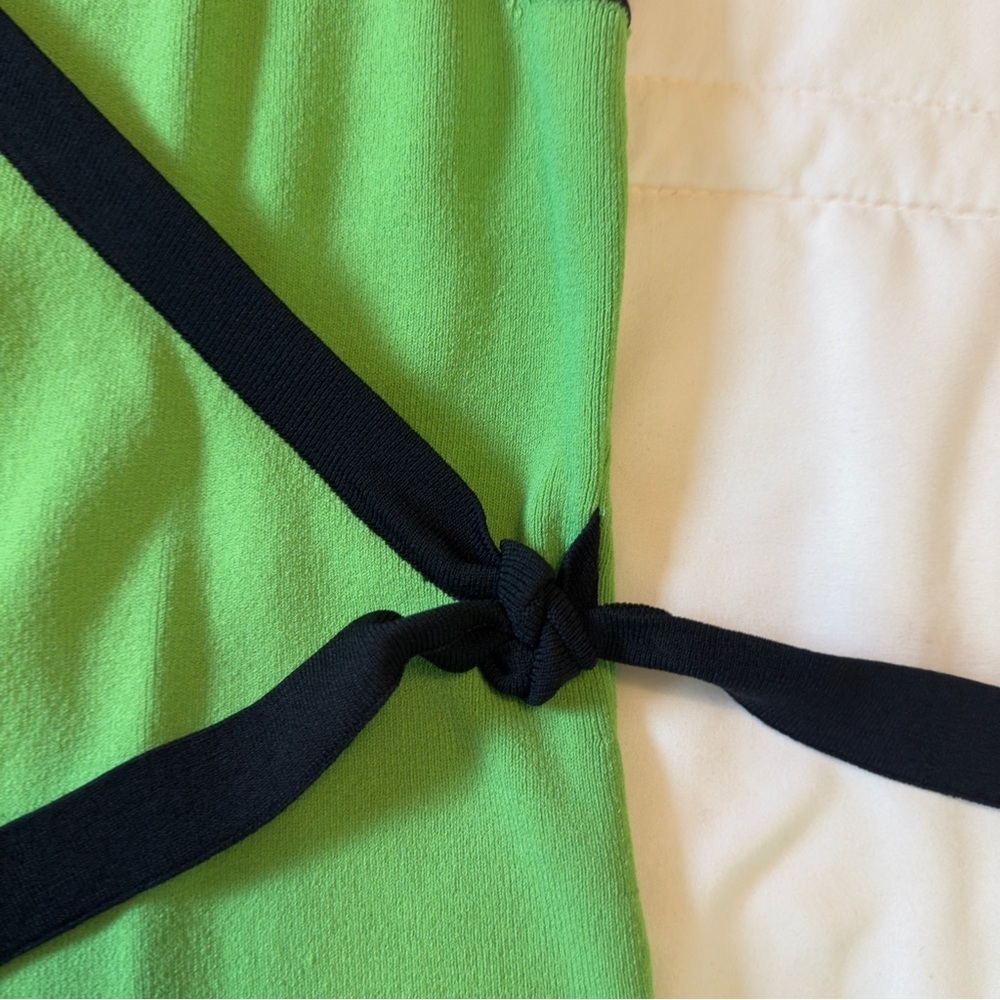 Spenser Jeremy Green Cap Sleeve Tank Blouse With Black Trim and Tie Sz L - Picture 14 of 16